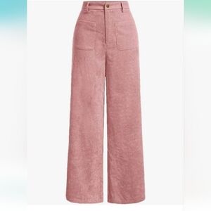 Women's Pink Corduroy Wide-Leg Pants